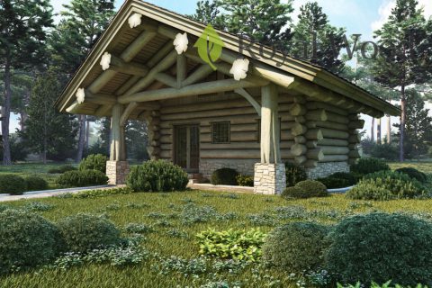 Проект рубленной бани «Кристина»- 35м²