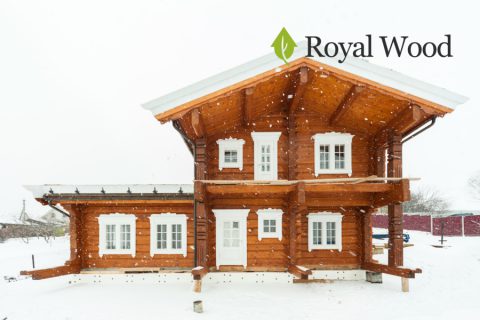 Деревянный дом из лафета площадью 160 м². Норвежская рубка