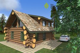 Проект деревянной бани с мансардой «Калгари» площадью 75,8 м²